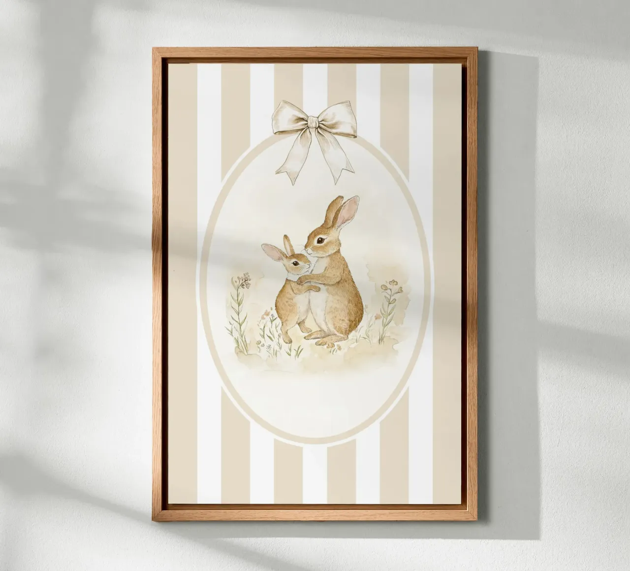 Two Bunnies Embracing canvas by Jungle Joy Art