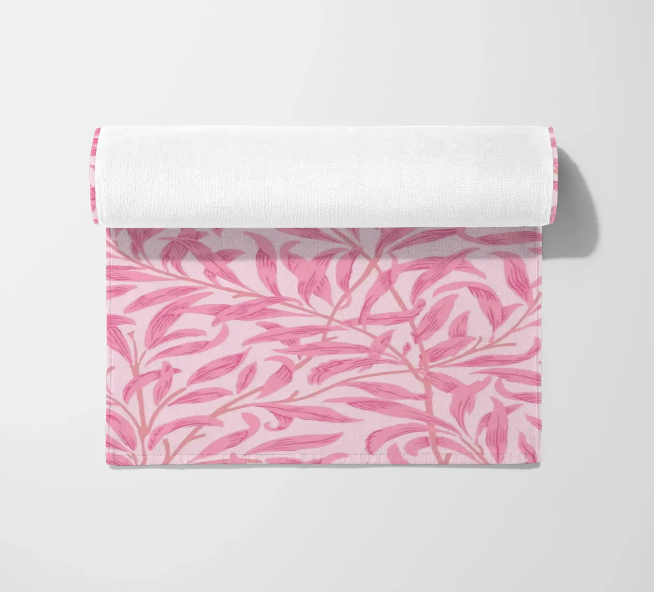 William Morris Willow Bough Pink Print, Botanical Art beach towel by ArtHaus