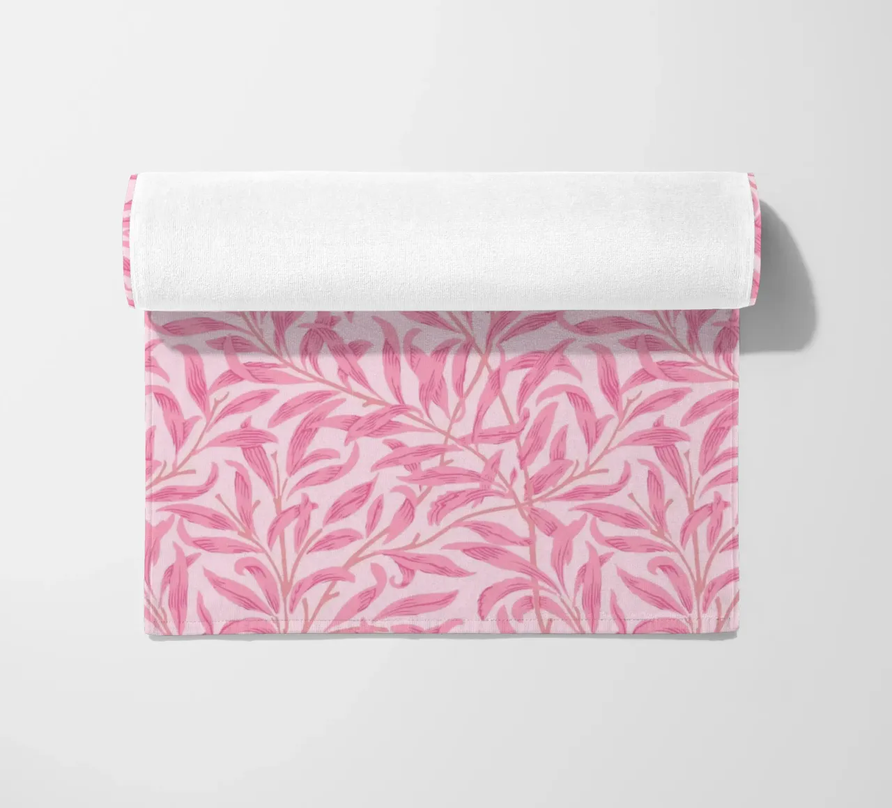 William Morris Willow Bough Pink Print, Botanical Art beach towel by ArtHaus