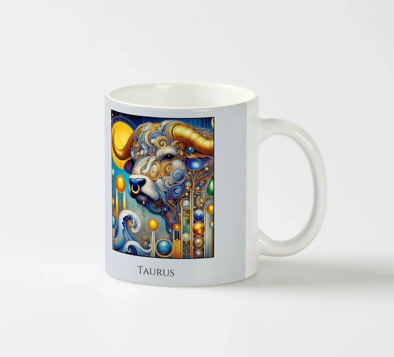 Segno zodiacale Toro tazza in ceramica da Art-Nouveau-Dsg