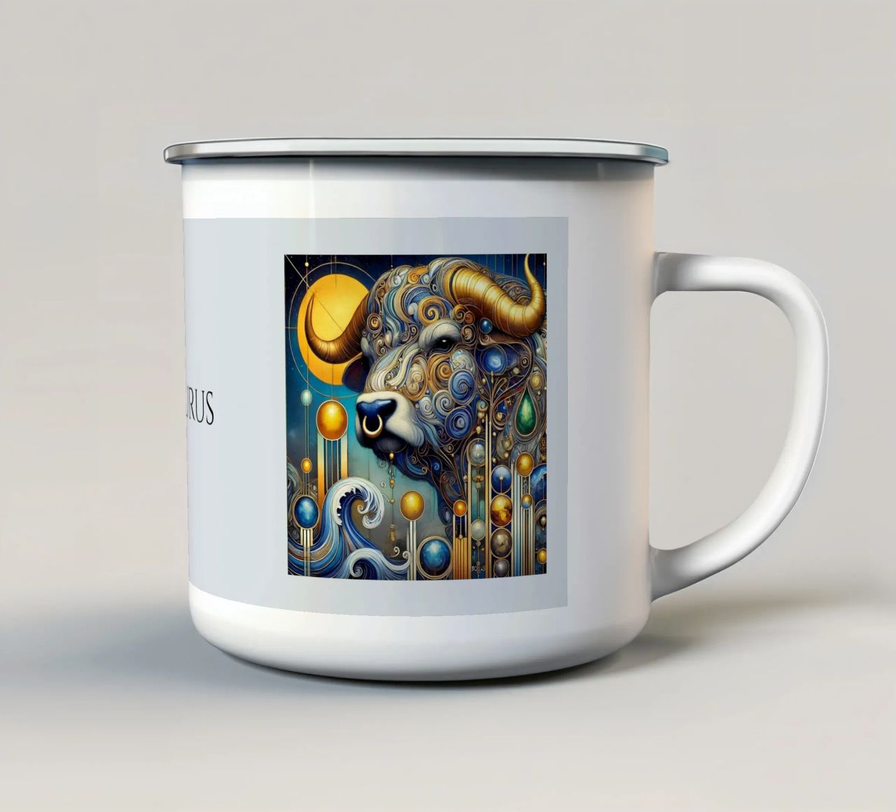 Segno zodiacale Toro tazza in smalto da Art-Nouveau-Dsg