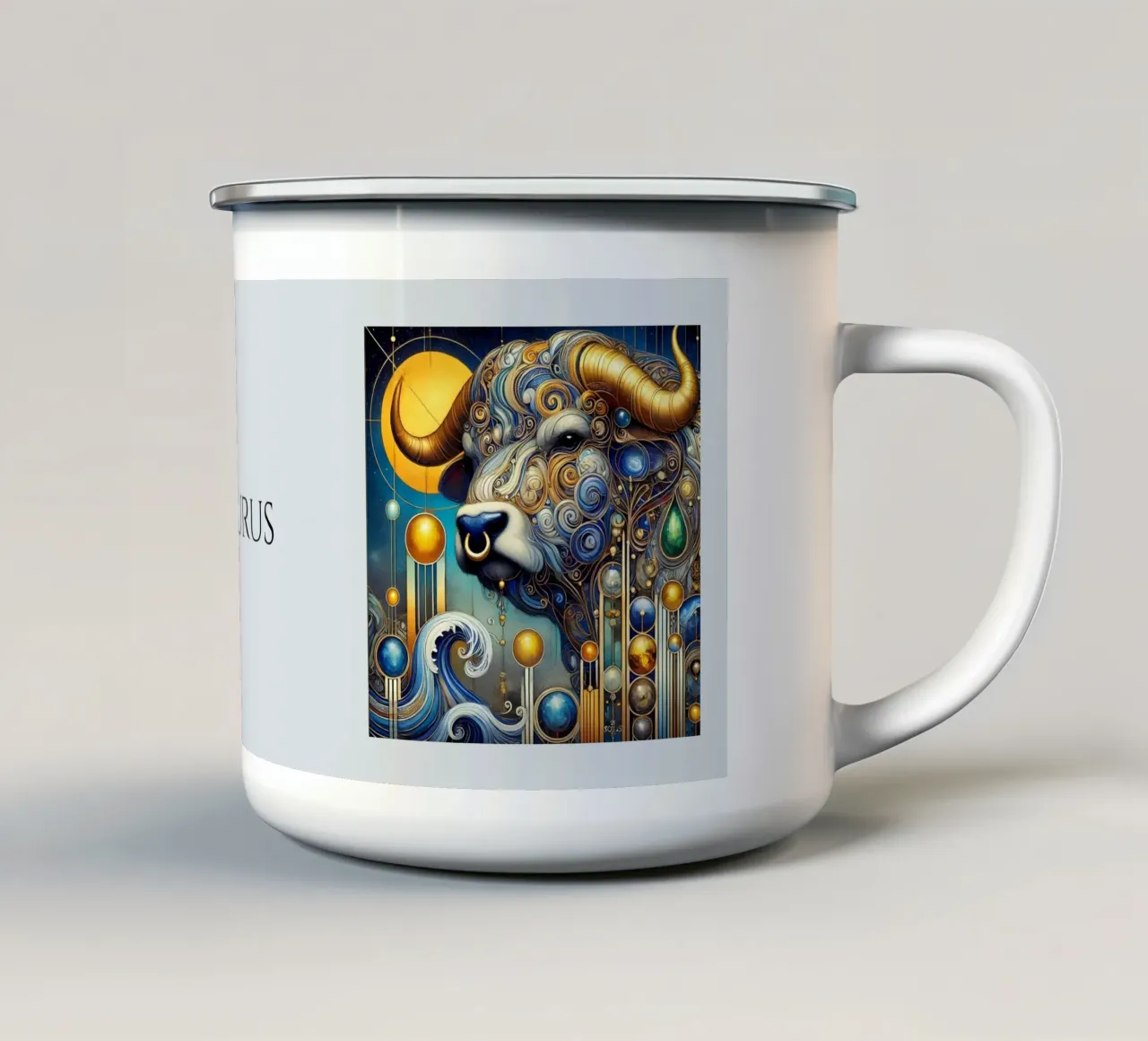 Segno zodiacale Toro tazza in smalto da Art-Nouveau-Dsg