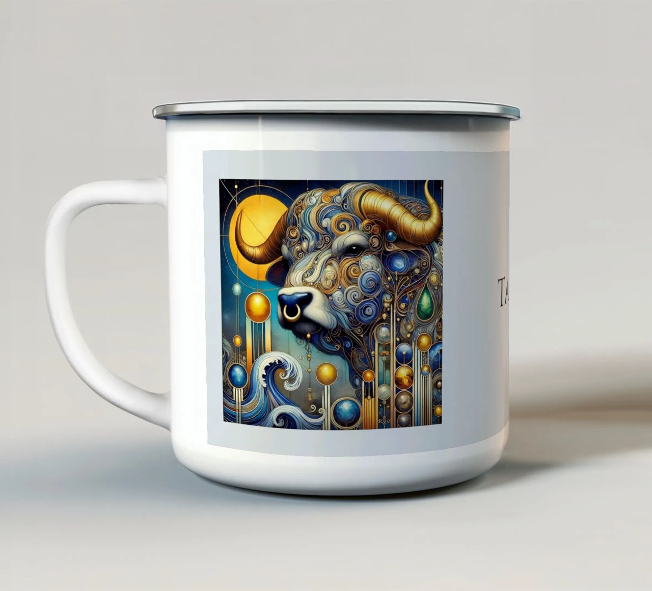 Segno zodiacale Toro tazza in smalto da Art-Nouveau-Dsg