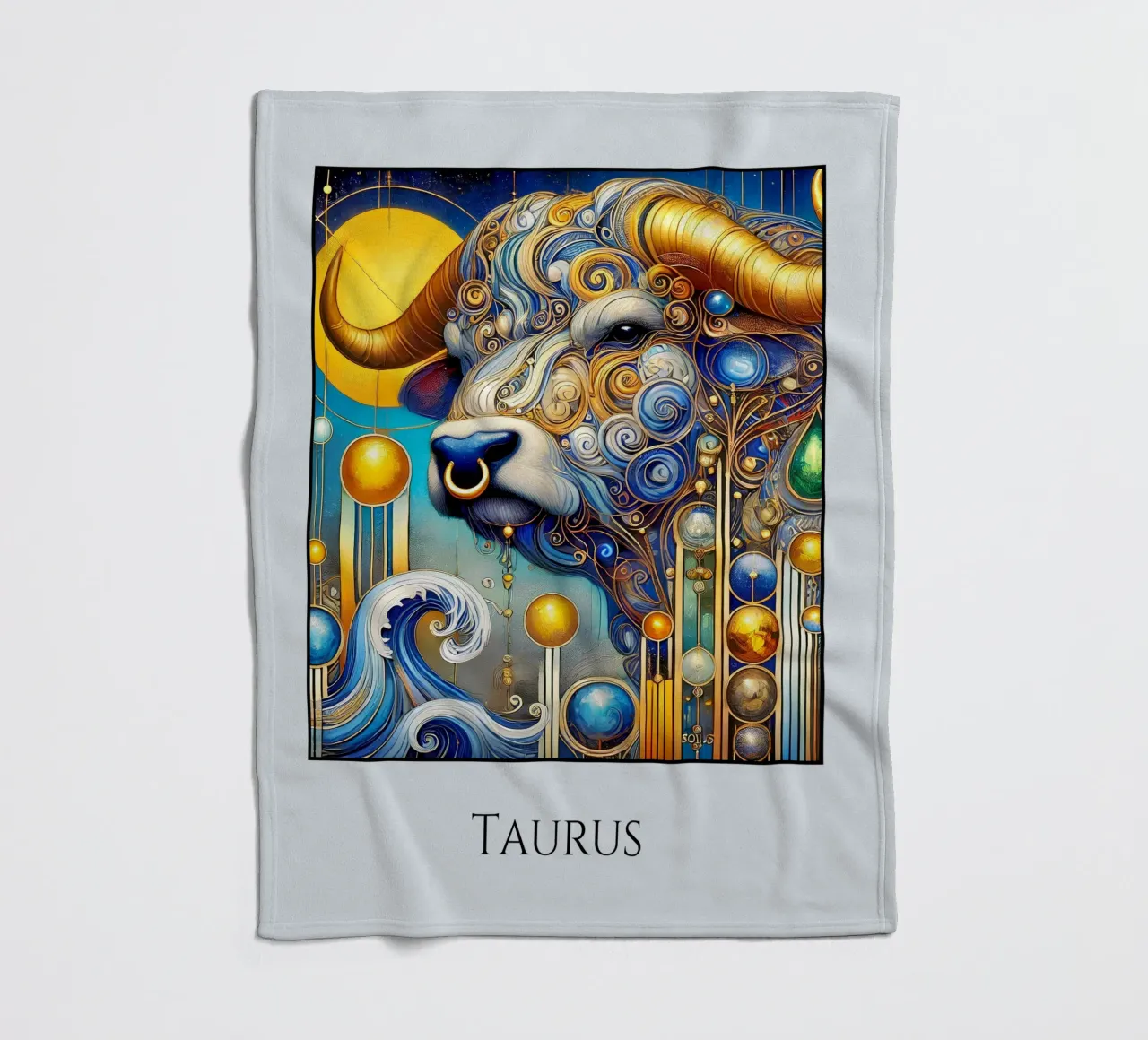 Astrological sign Taurus fleece blanket by Art-Nouveau-Dsg