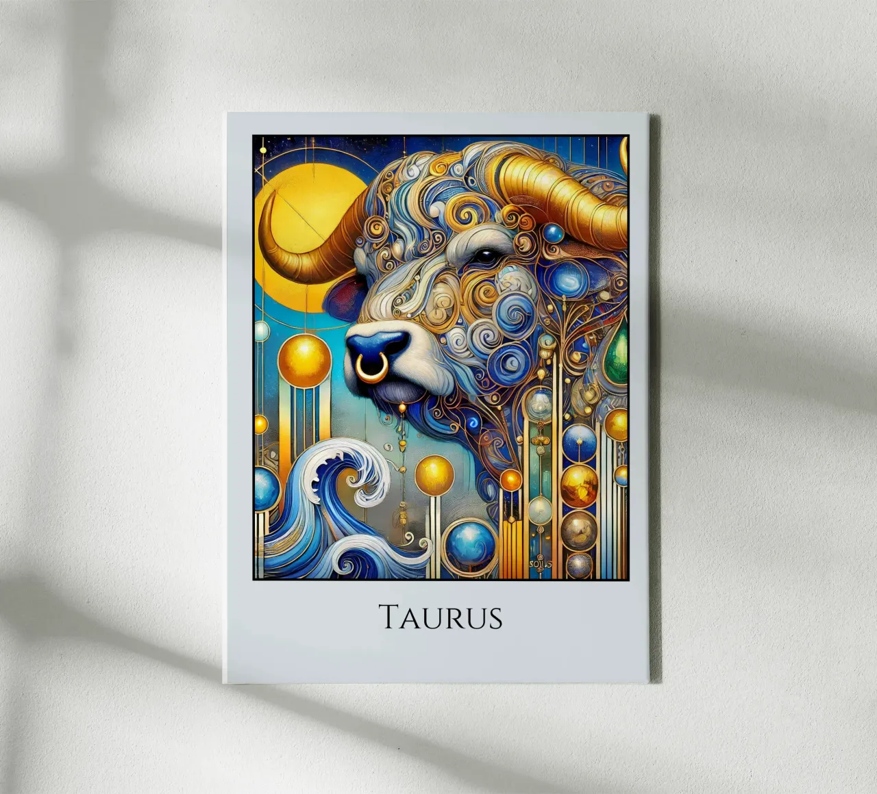 Astrologisch teken Stier canvas met Baklijst van Art-Nouveau-Dsg