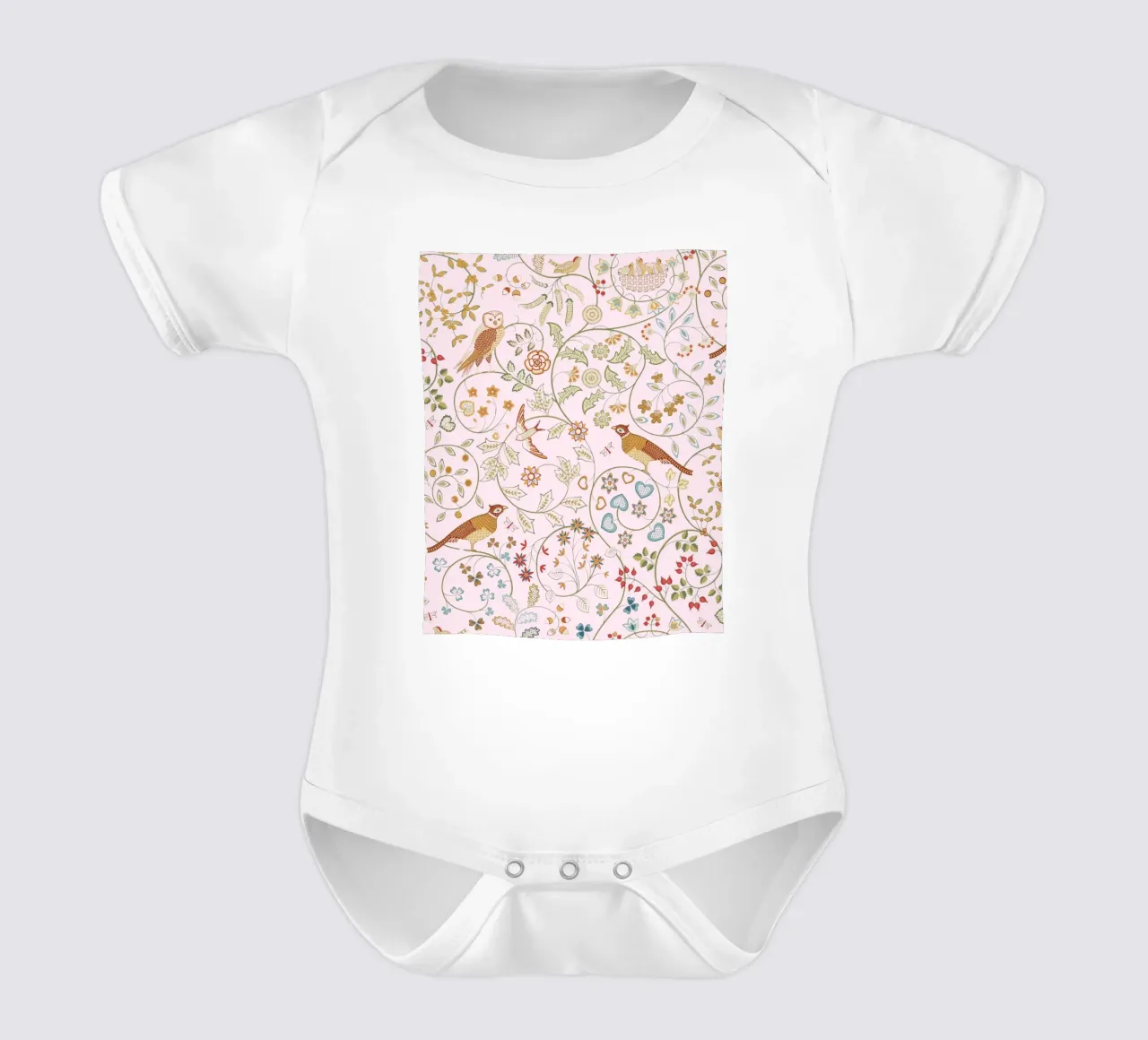 William Morris Bird & Owl Vintage Print, Flower Pattern (motif de fleurs) body bébé de ArtHaus