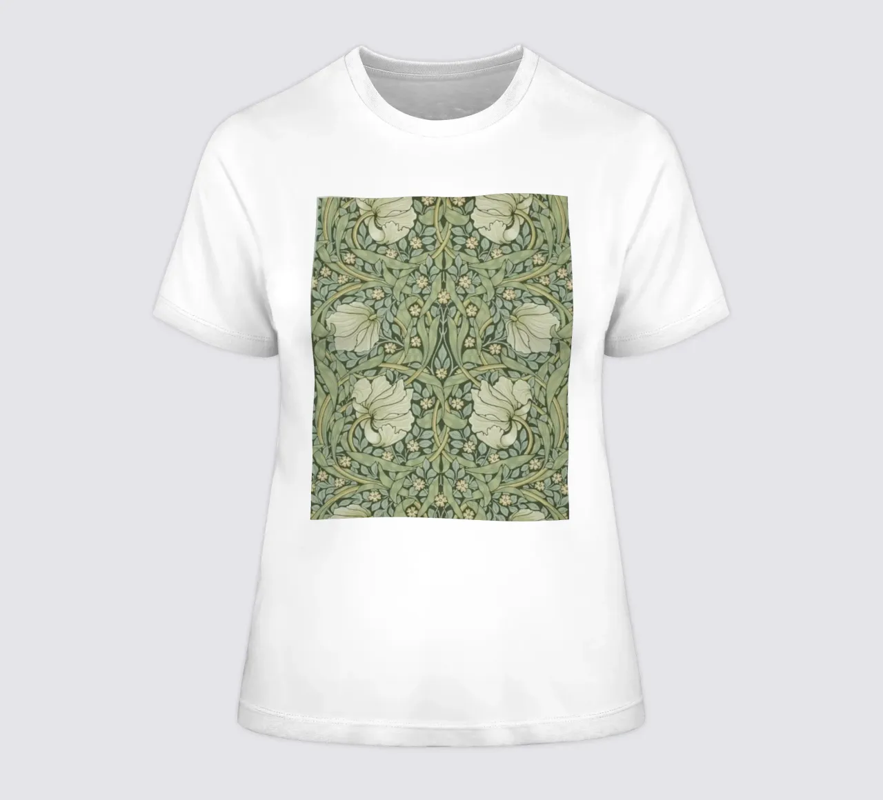 William Morris Botanical Vintage Print, Green Pattern (motif vert) t-shirt ajusté pour femmes de ArtHaus