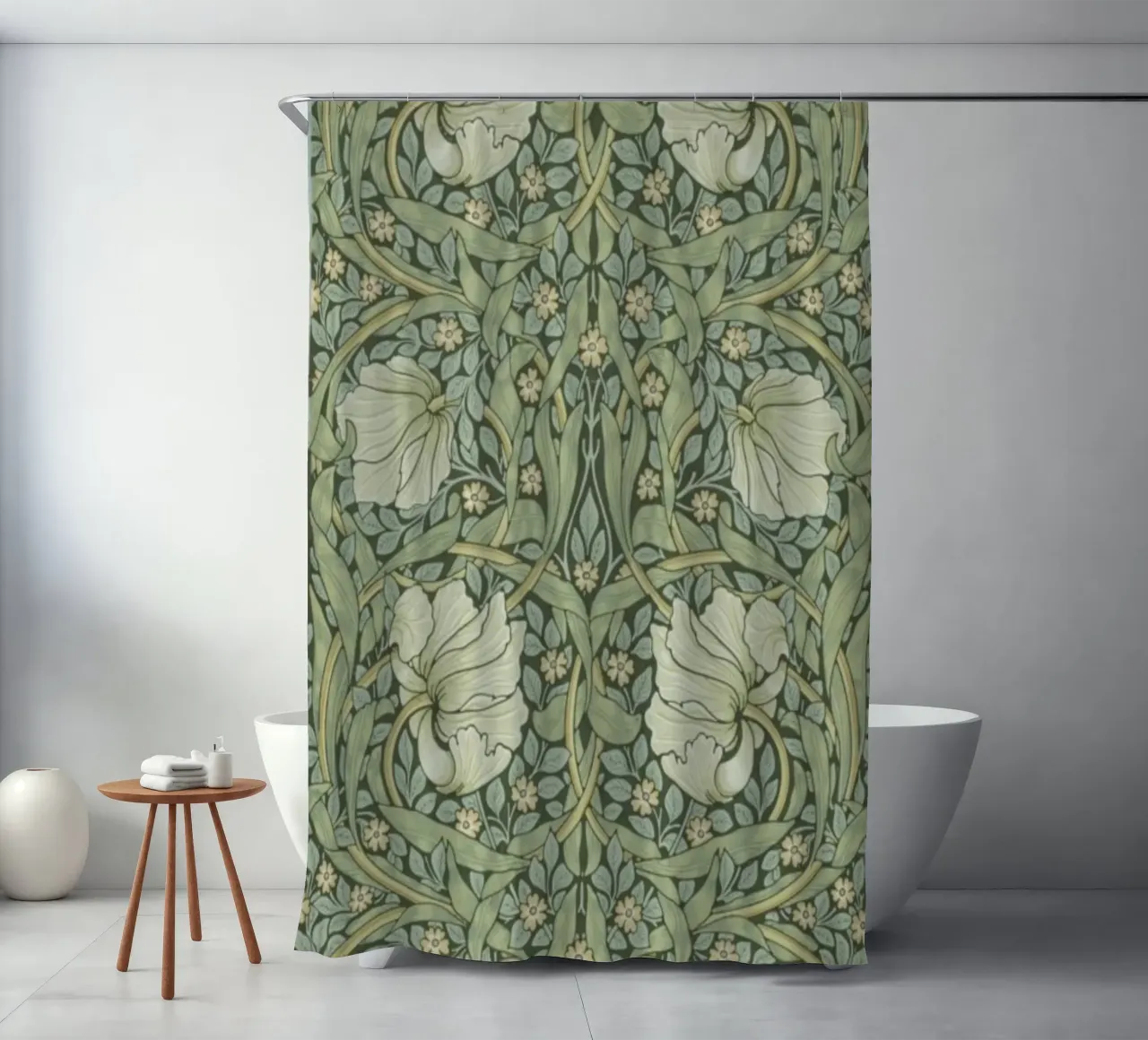 William Morris Botanical Vintage Print, Green Pattern (motif vert) rideau de douche de ArtHaus