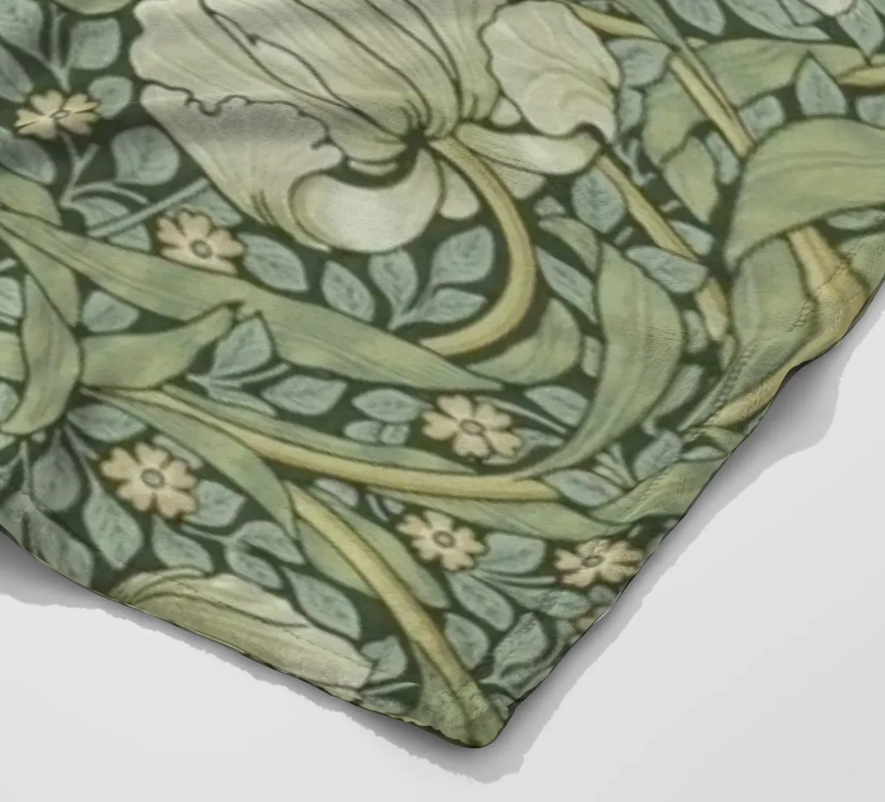 William Morris Botanical Vintage Print, Green Pattern (motif vert) plaid polaire de ArtHaus