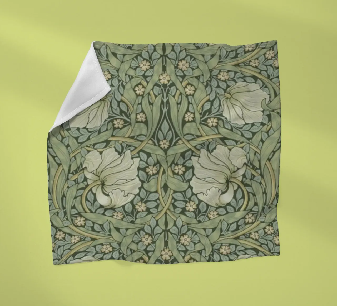 William Morris Botanical Vintage Print, Green Pattern (motif vert) plaid polaire de ArtHaus