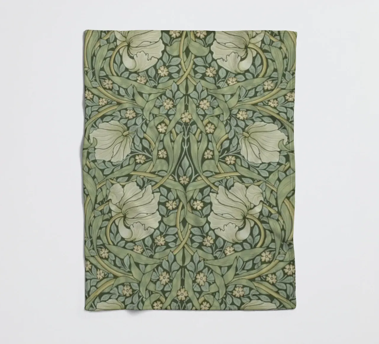 William Morris Botanical Vintage Print, Green Pattern (motif vert) plaid polaire de ArtHaus