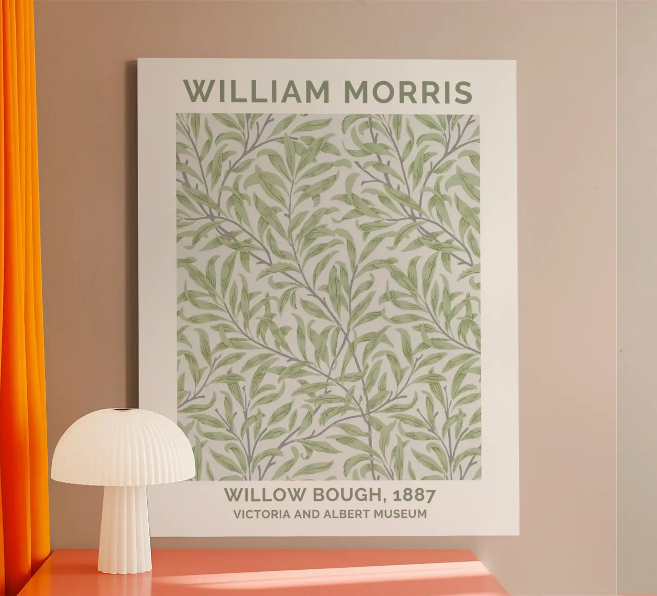 William Morris Willow Bough, arte da parete vintage, motivo a salvia tela con Cornice a cassetta da ArtHaus