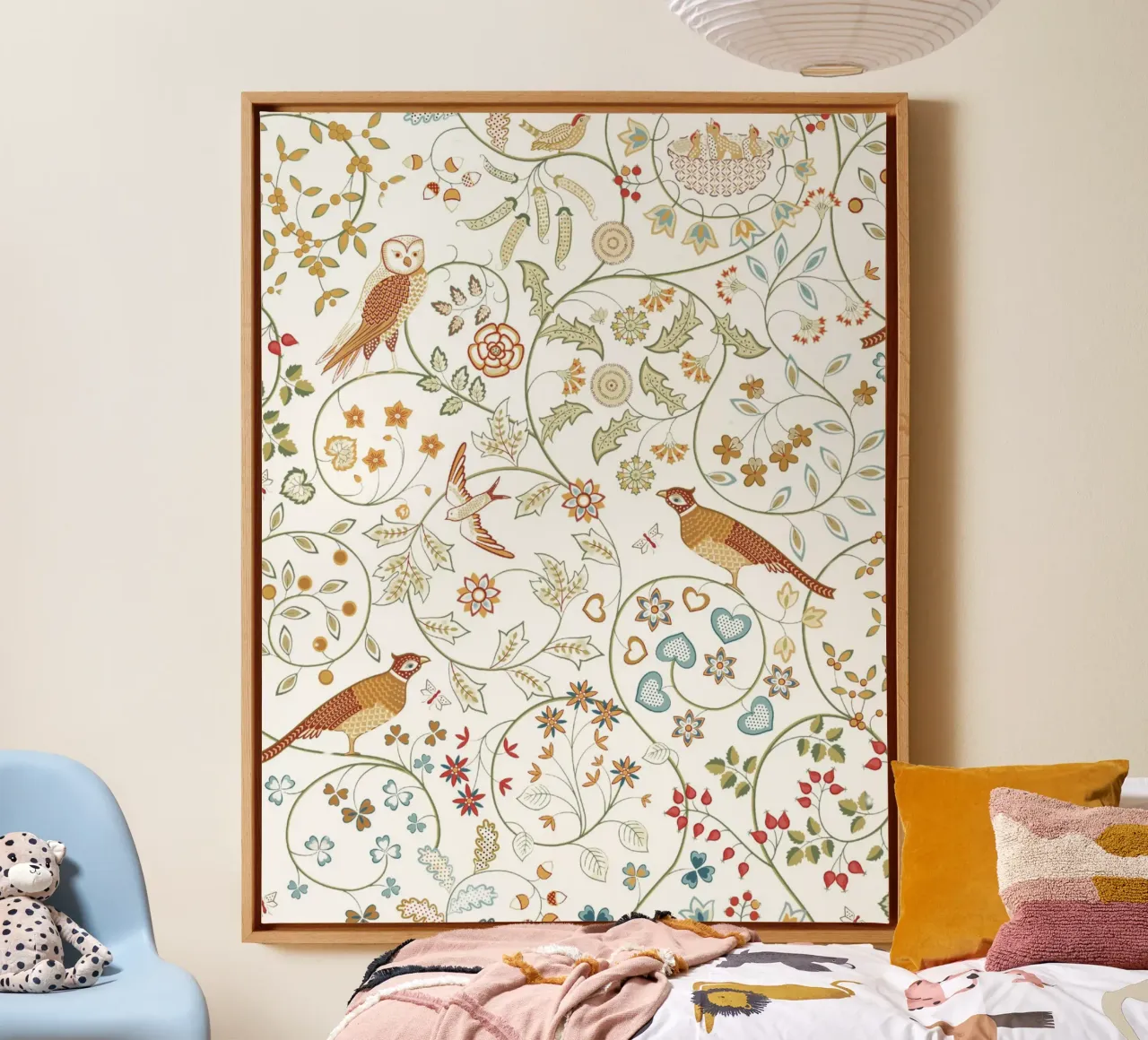 William Morris Prints, Botanical Wall Art, Bird Print Decor canvas with Floater frame by ArtHaus