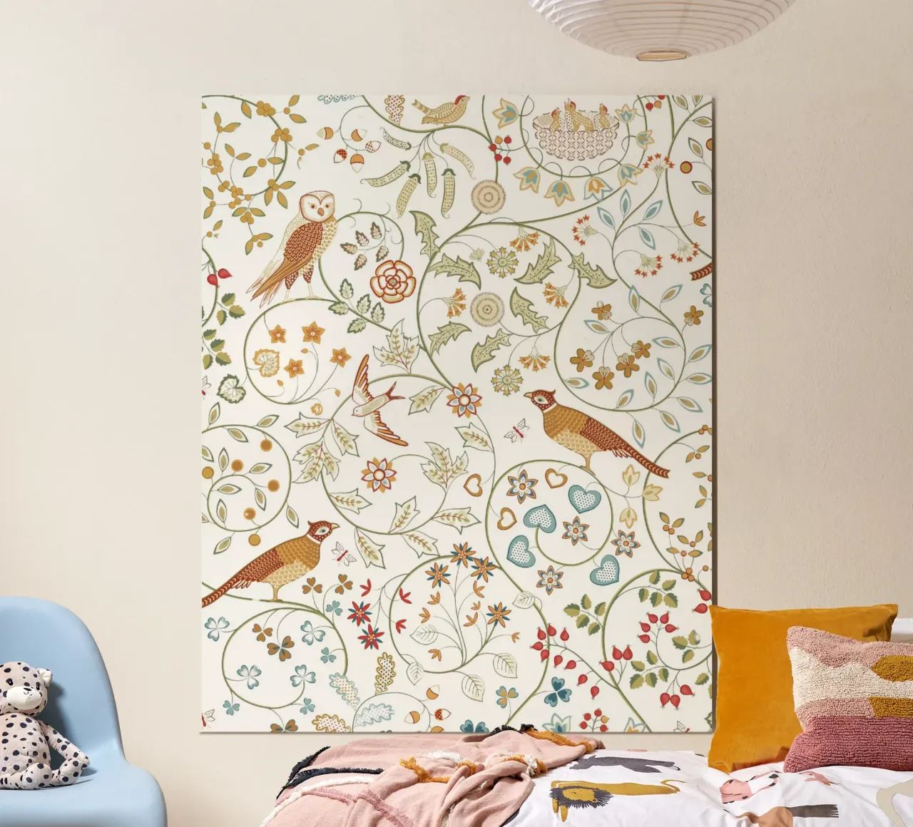 Impresiones de William Morris, arte botánico de pared, decoración con pájaros poster con marco de aluminio de ArtHaus