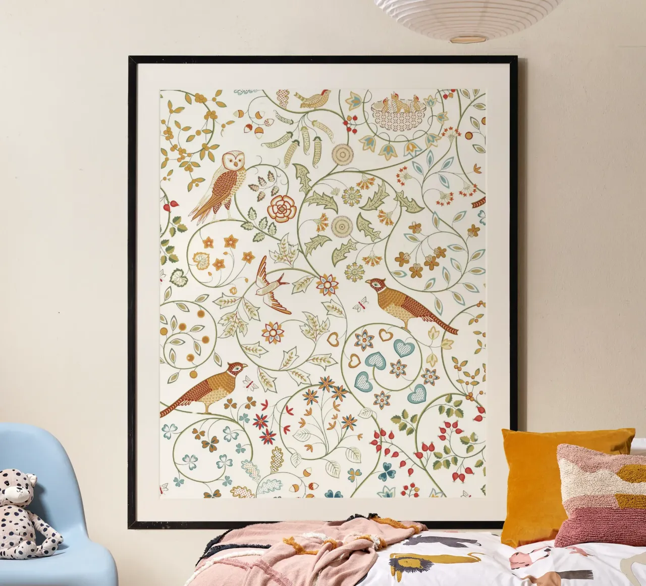 Impresiones de William Morris, arte botánico de pared, decoración con pájaros poster con marco de aluminio de ArtHaus