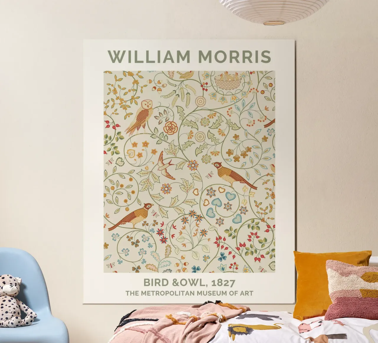 Stampe William Morris, arte murale botanica, decorazione con stampa di uccelli poster con telaio in legno da ArtHaus