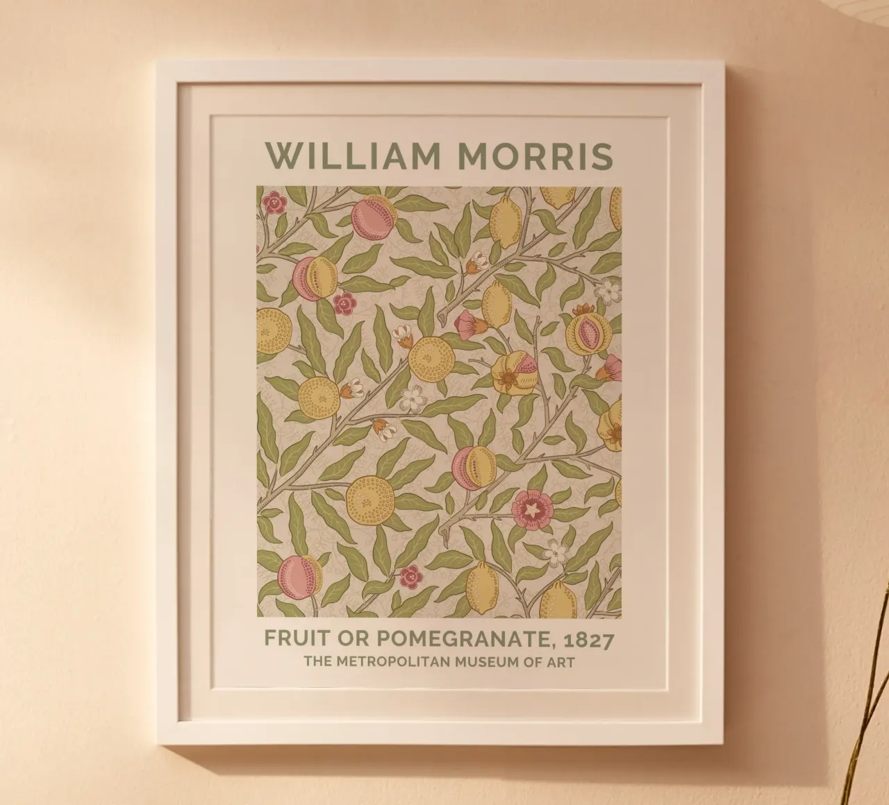 William Morris Stampa di melograni e uccelli, poster d'epoca poster con telaio in plastica da ArtHaus