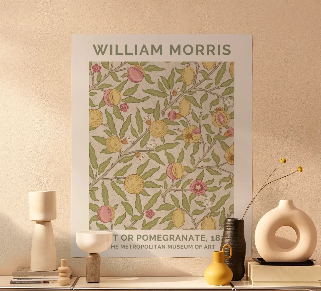 William Morris Stampa di melograni e uccelli, poster d'epoca poster con telaio in plastica da ArtHaus