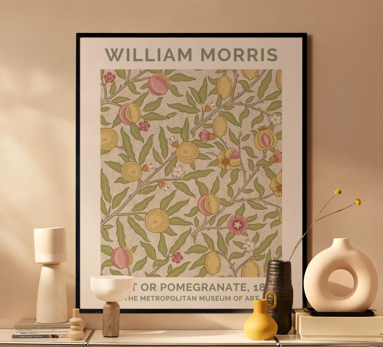 William Morris Stampa di melograni e uccelli, poster d'epoca poster con telaio in plastica da ArtHaus