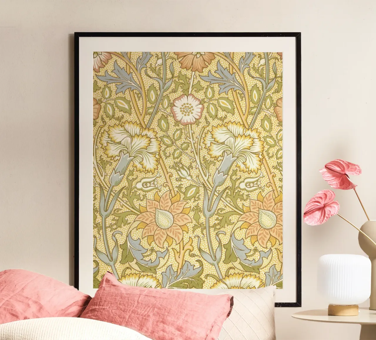 William Morris Drucke, Natur Kunstdrucke, Blumenmuster Kunst Poster mit Kunststoffrahmen von ArtHaus