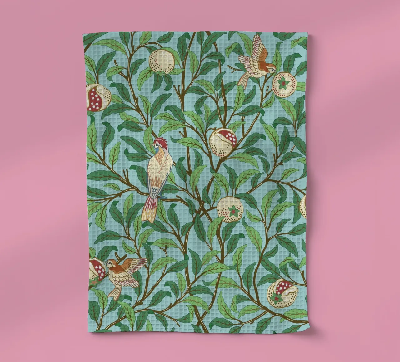 William Morris Prints, Botanical Wall Art, Bird Print Decor tea towel by ArtHaus