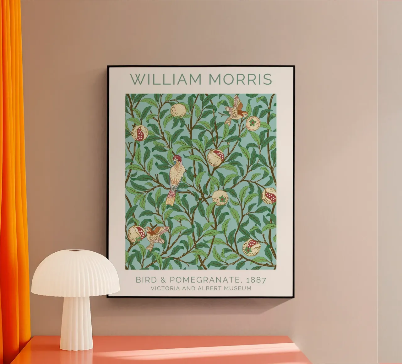 William Morris Botanical, Bird Artwork, Nature Lover Decor acrylic glass by ArtHaus