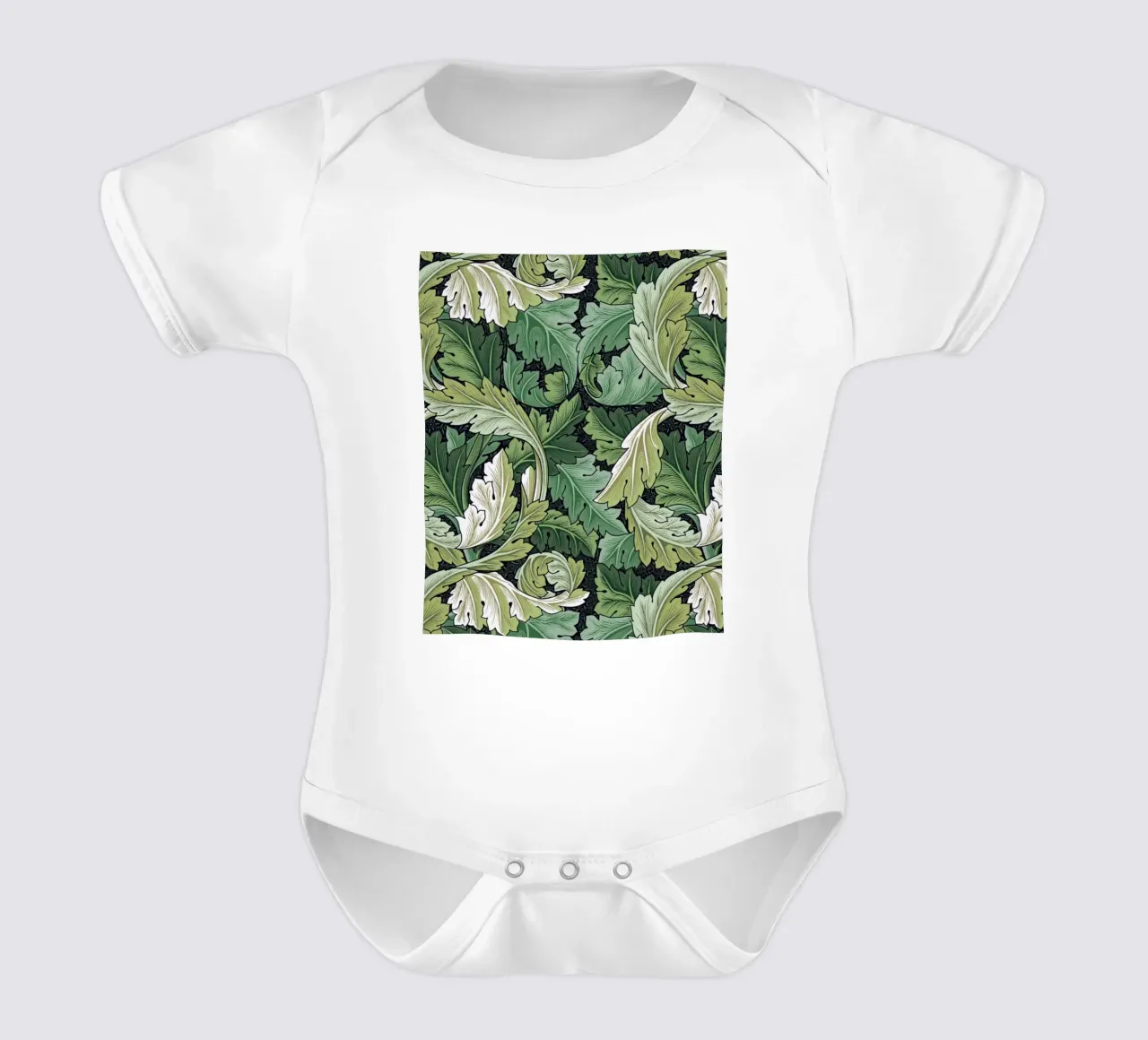 William Morris Prints, Botanical Wall Art, Green Wall Art short-sleeve baby romper by ArtHaus