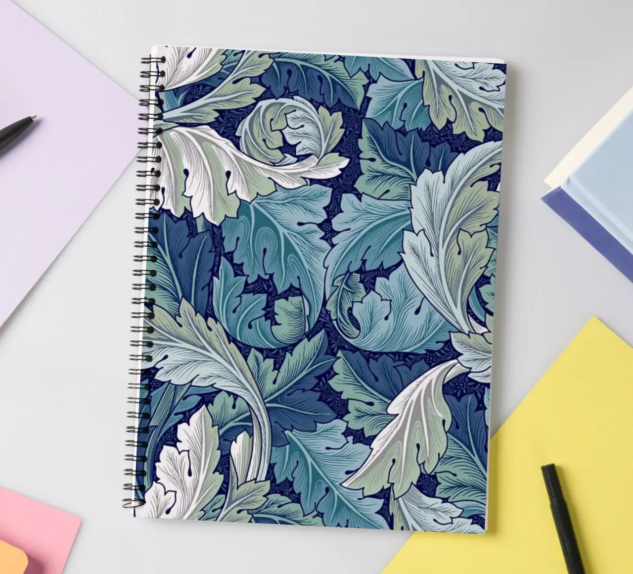 William Morris Prints, Botanical Wall Art, Nature Art Print spiral notebook by ArtHaus