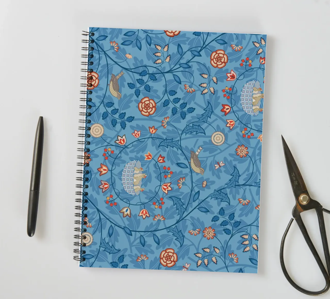 William Morris Prints, Botanical Wall Art, Bird Print Decor spiral notebook by ArtHaus