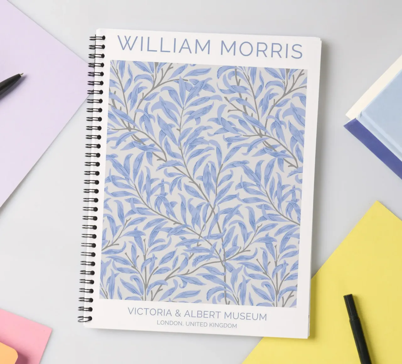 William Morris Prints Floral Pattern Art, Botanical Pattern spiral notebook by ArtHaus