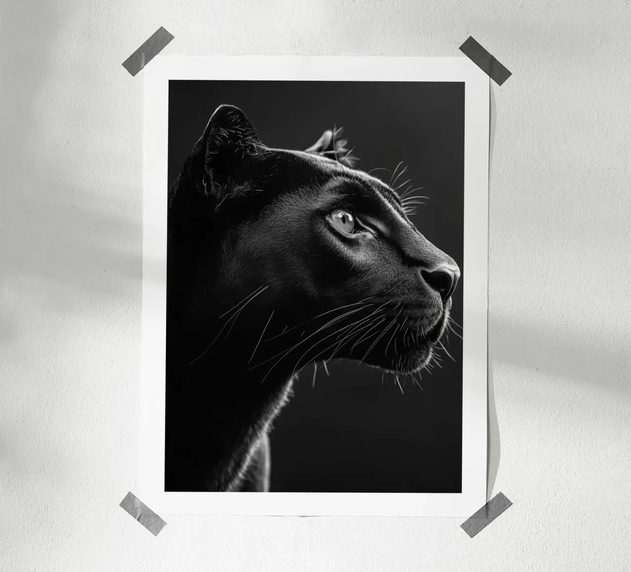 Die Majestät des schwarzen Panthers Poster mit Aluminium Rahmen von Monochrome