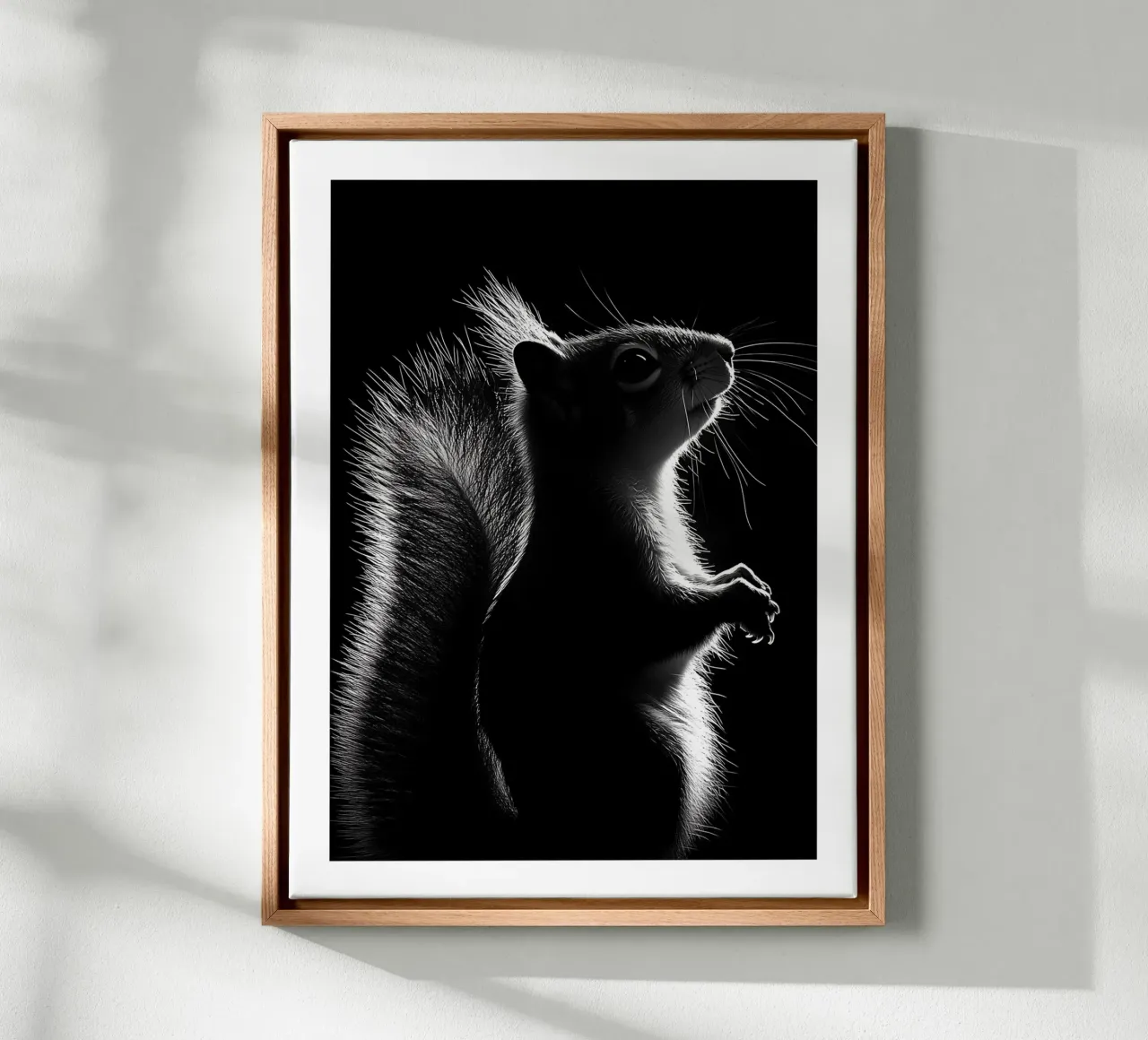 The luminous silhouette of the squirrel canvas with Floater frame by Monochrome