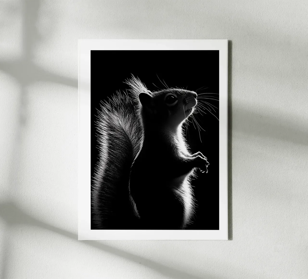 The luminous silhouette of the squirrel canvas with Floater frame by Monochrome