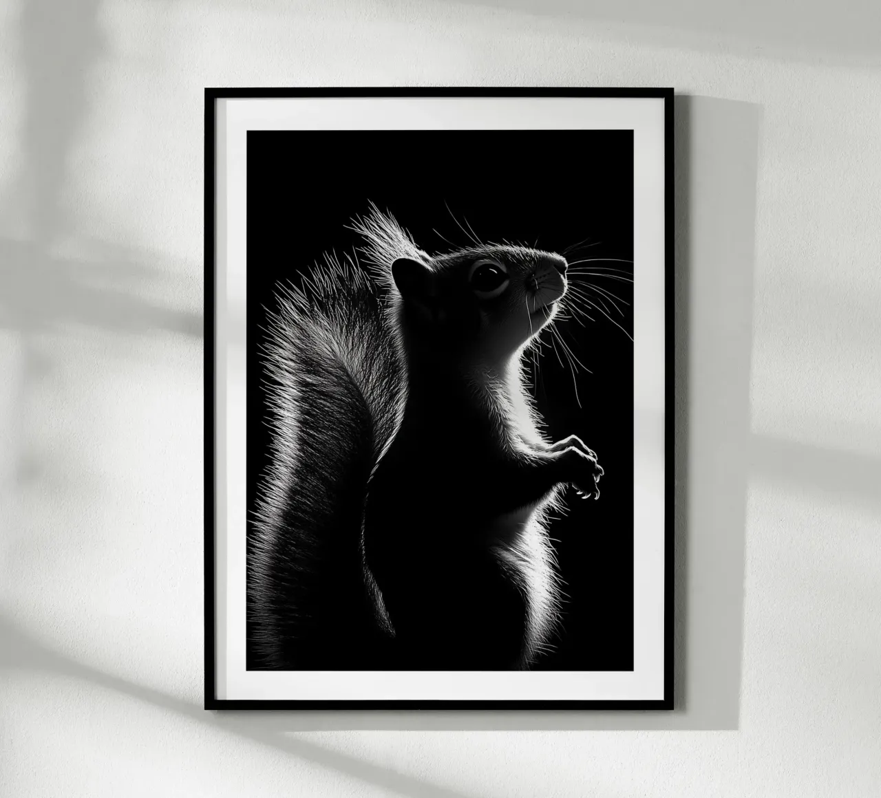 The luminous silhouette of the squirrel poster with plastic frame by Monochrome