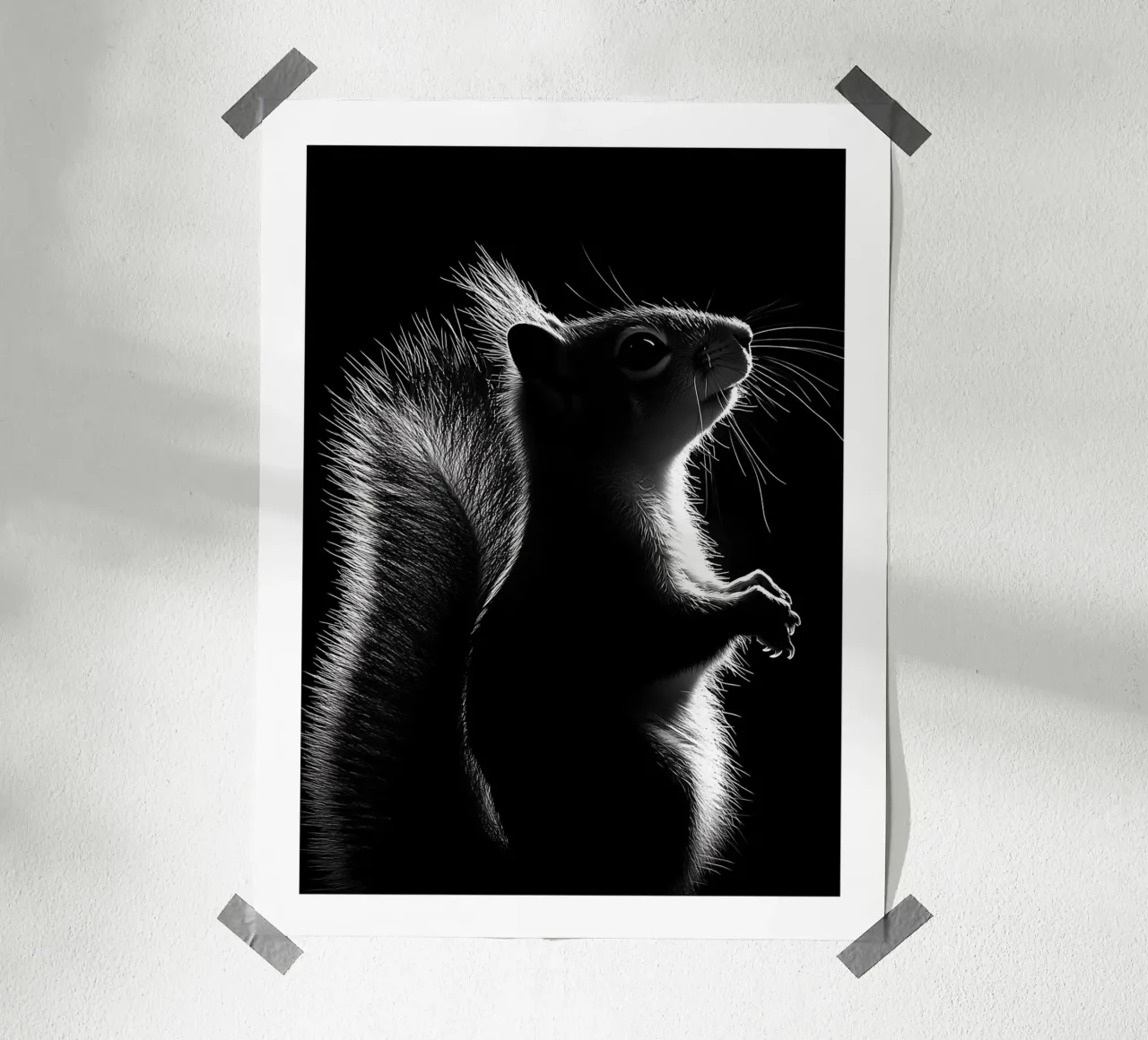 The luminous silhouette of the squirrel poster with plastic frame by Monochrome