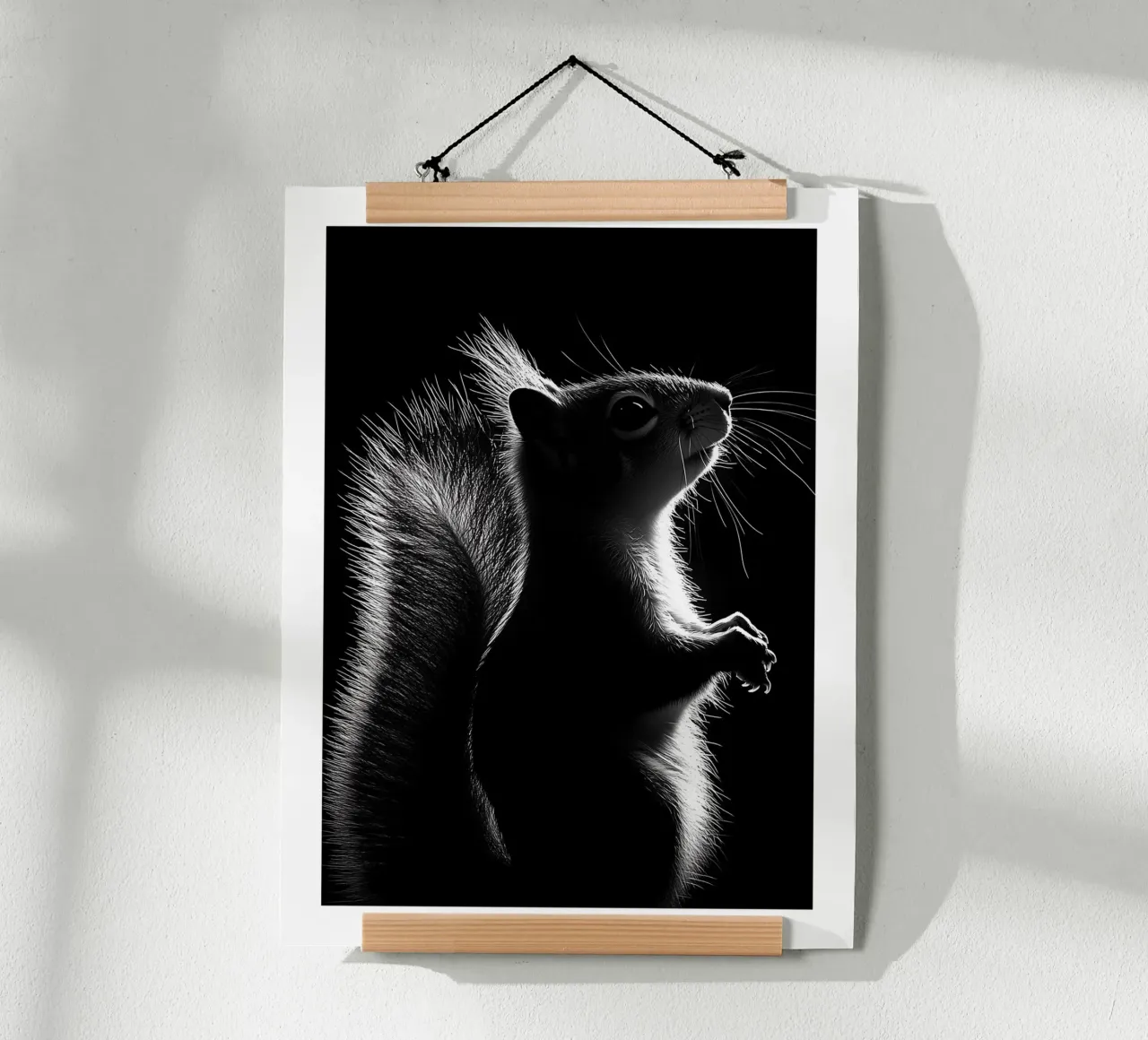 The luminous silhouette of the squirrel poster with plastic frame by Monochrome