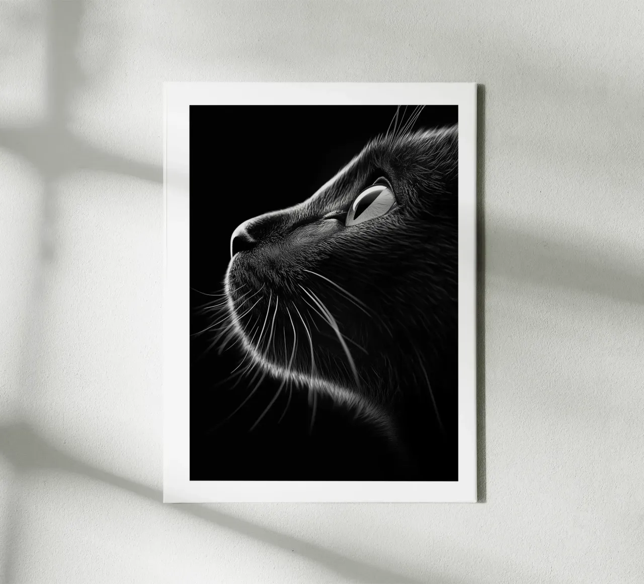 Het mysterie in de ogen van de kat canvas met Baklijst van Monochrome