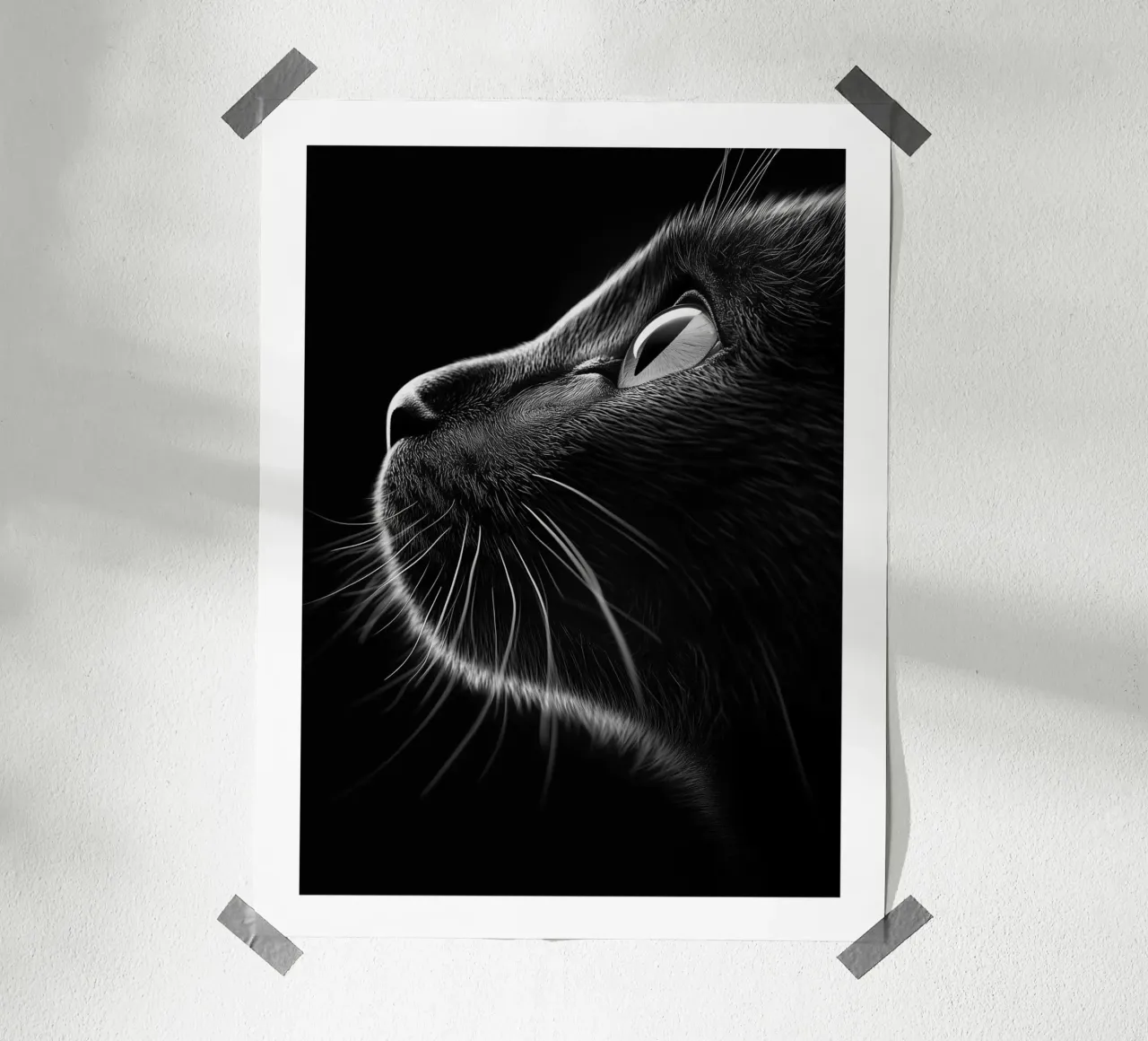 Le mystère dans les yeux du chat poster de Monochrome
