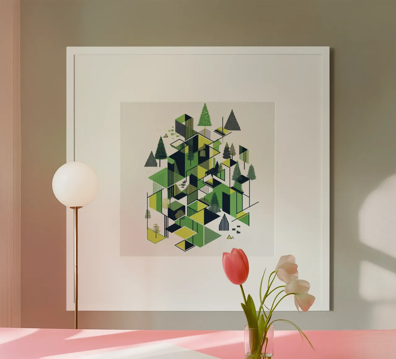 Green emerge 6 - icon poster con telaio in alluminio da The Quiet Senju