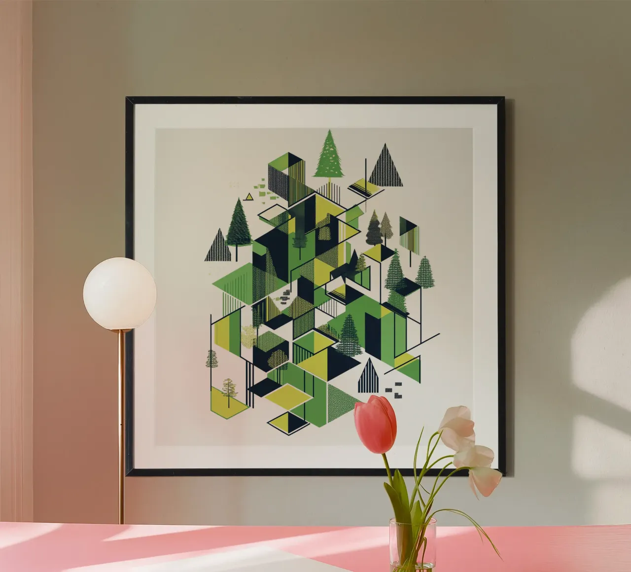 Green emerge 6 - icon poster con telaio in alluminio da The Quiet Senju