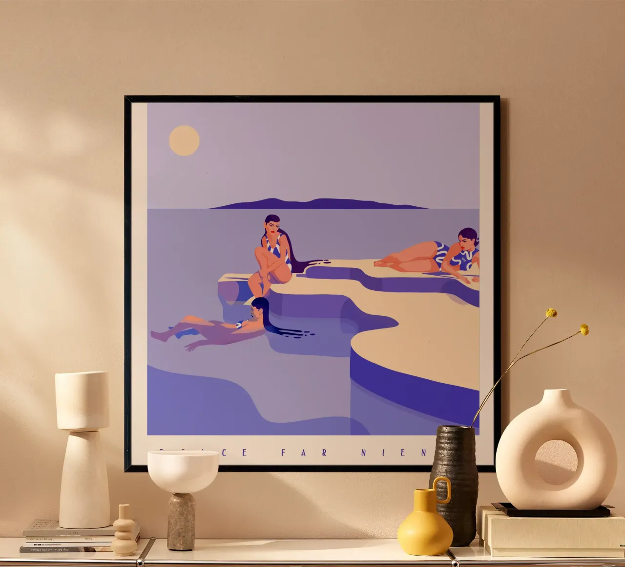 DOLCE FAR NIENTE poster con telaio in alluminio da Kika illu