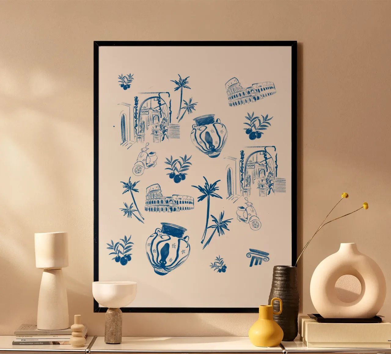 My Roman Empire poster with aluminum frame by Kika illu