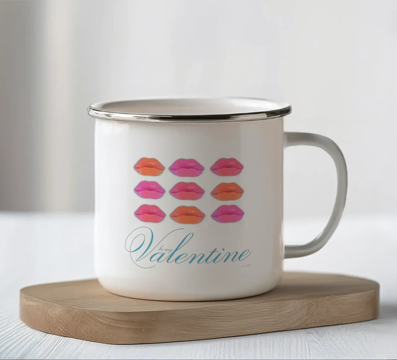 Be my VALENTINE III tazza in smalto da Kika illu