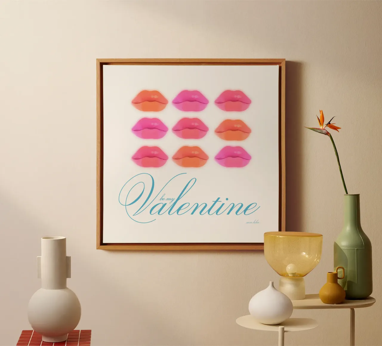 Be my VALENTINE III tela con Cornice a cassetta da Kika illu