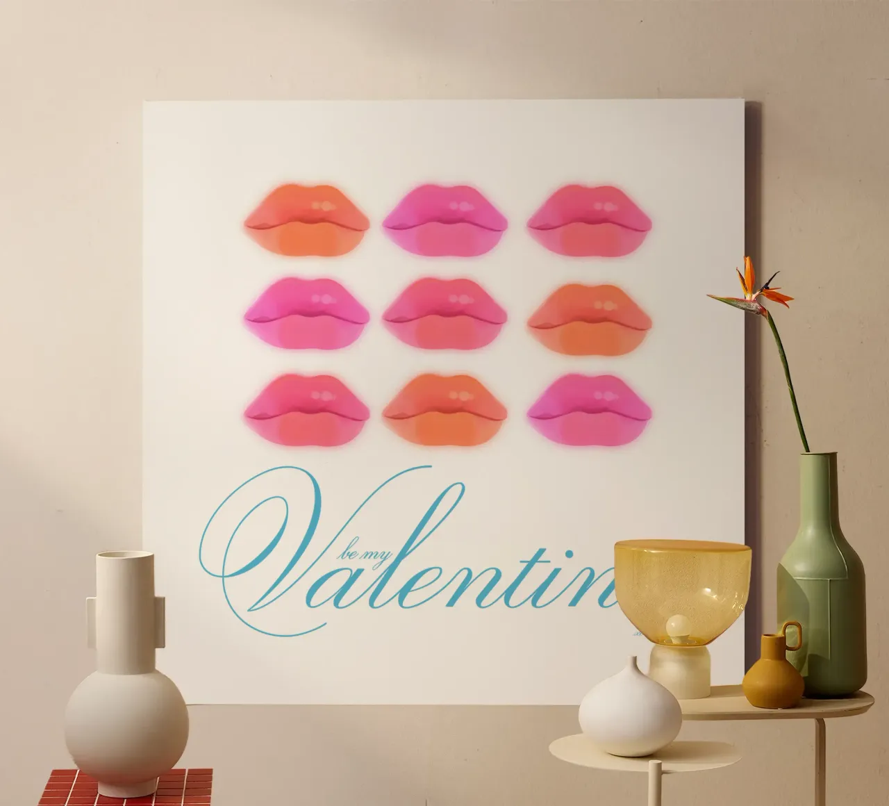 Be my VALENTINE III tela con Cornice a cassetta da Kika illu