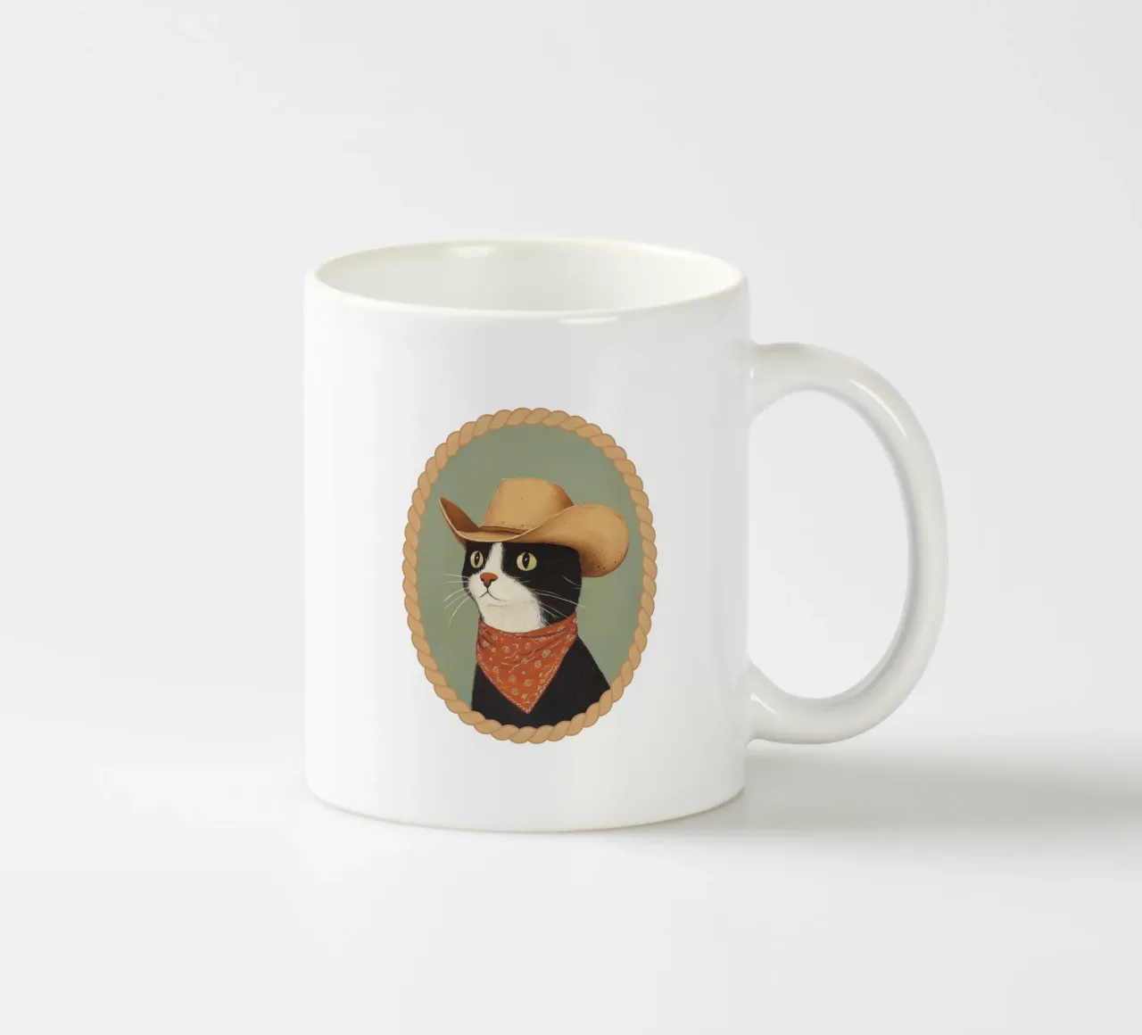 Gatto Cowboy tazza in ceramica da Jungle Joy Art