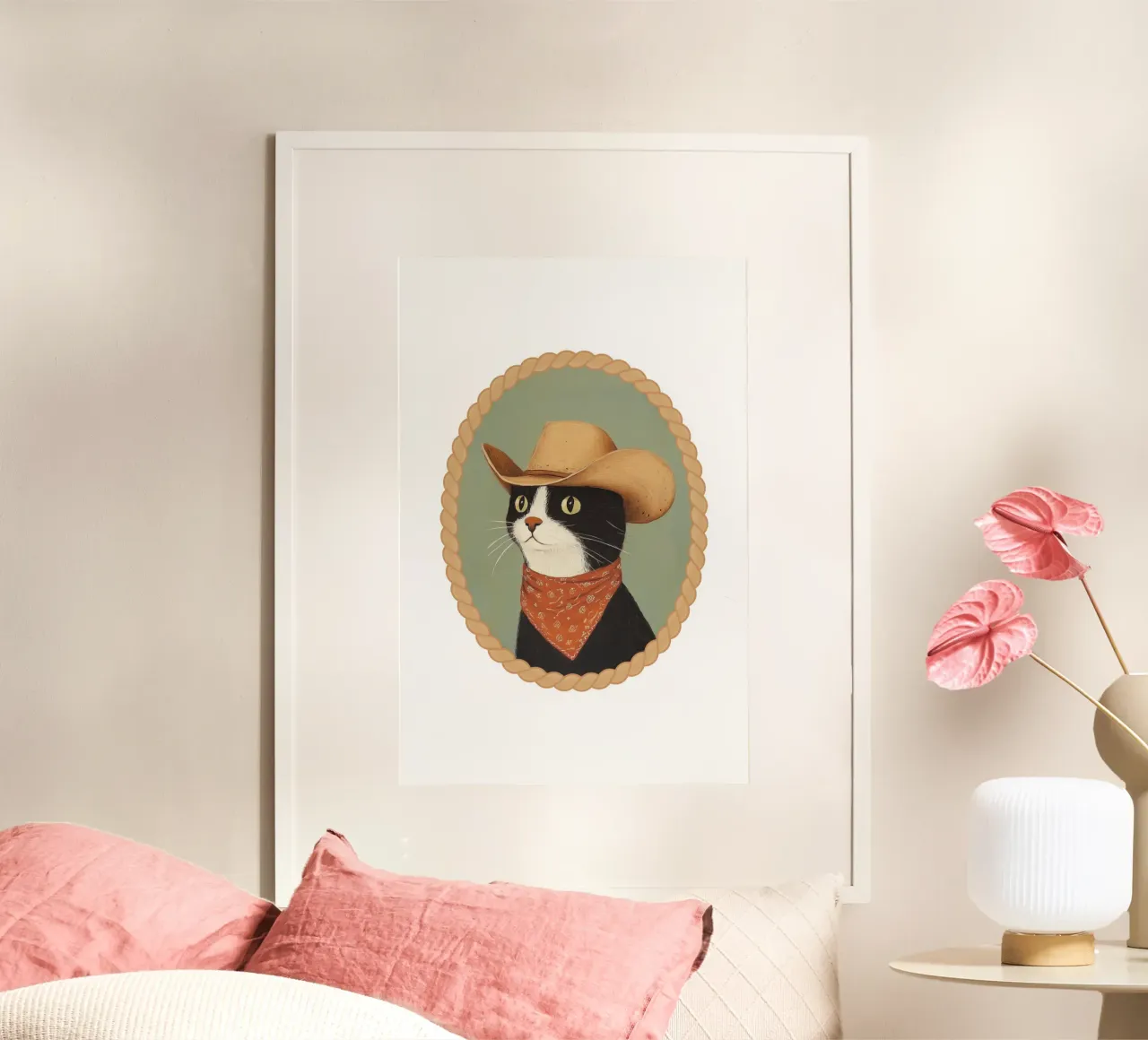Gatto Cowboy poster da Jungle Joy Art