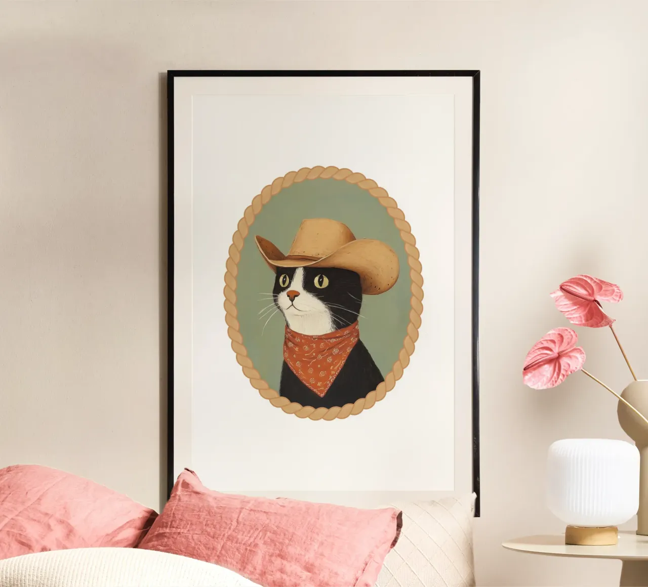 Gatto Cowboy poster da Jungle Joy Art
