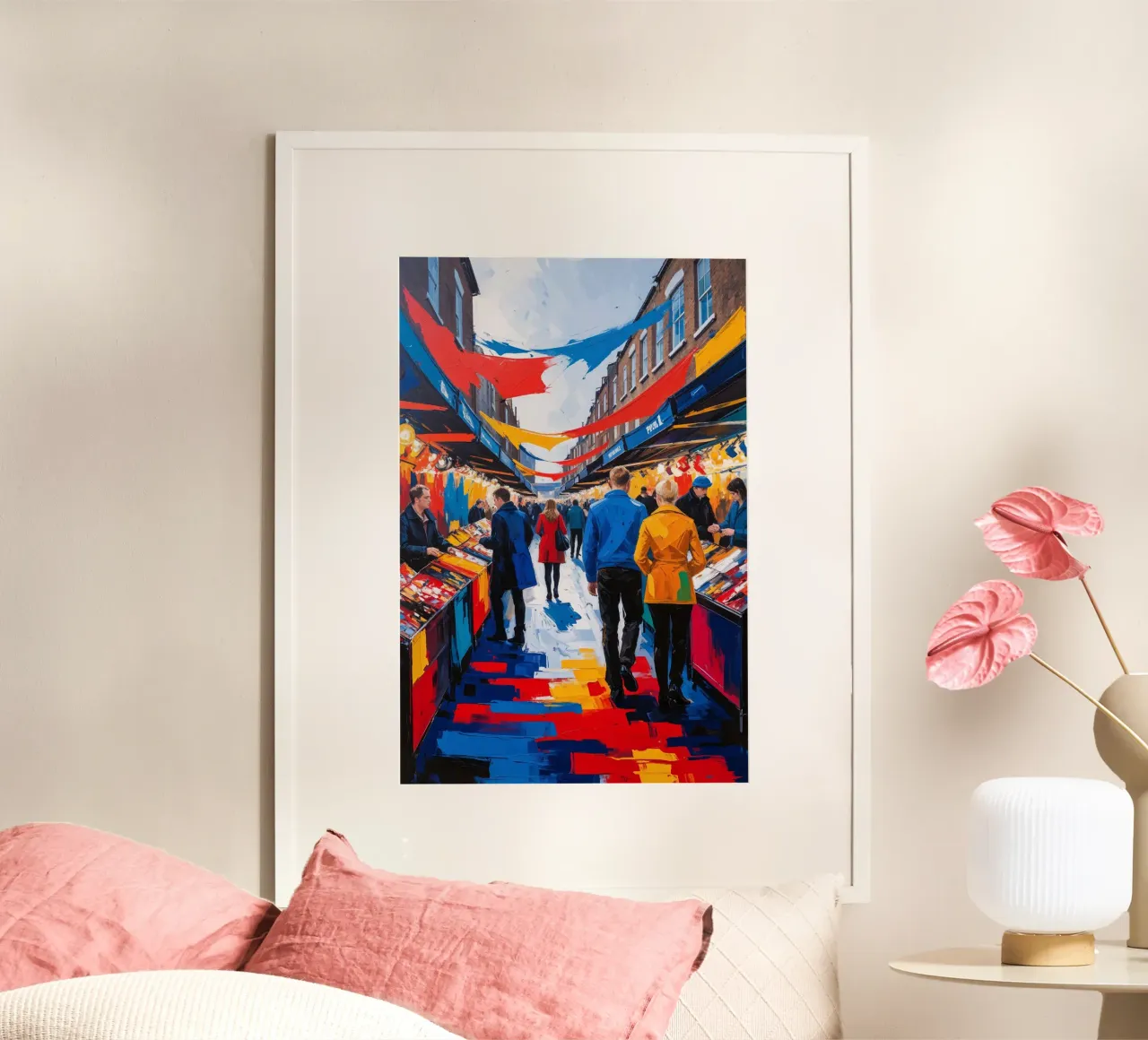Camden Market in Bold Expressionist Strokes poster con telaio in alluminio da AlbertKlee