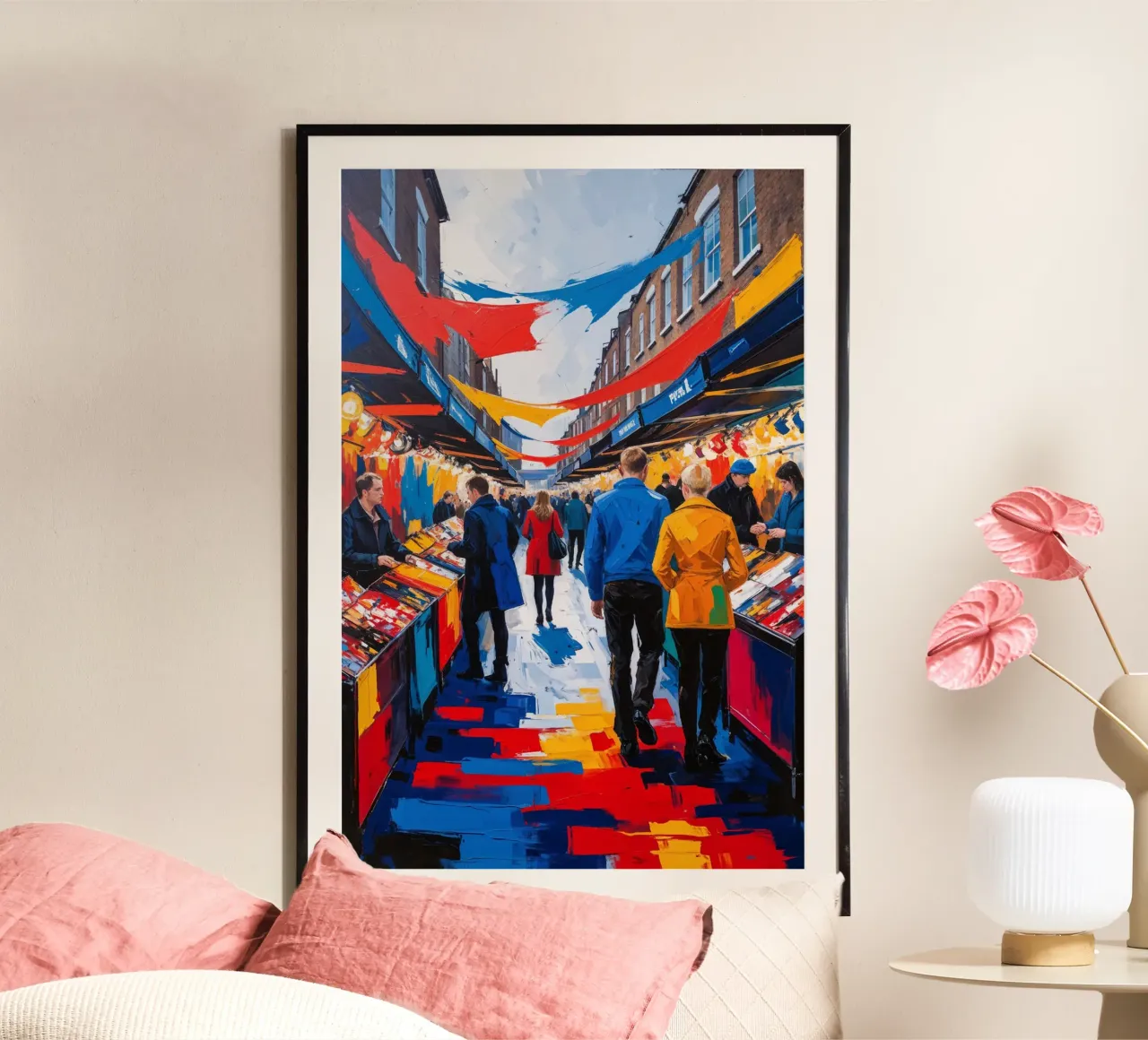 Camden Market in Bold Expressionist Strokes poster con telaio in alluminio da AlbertKlee